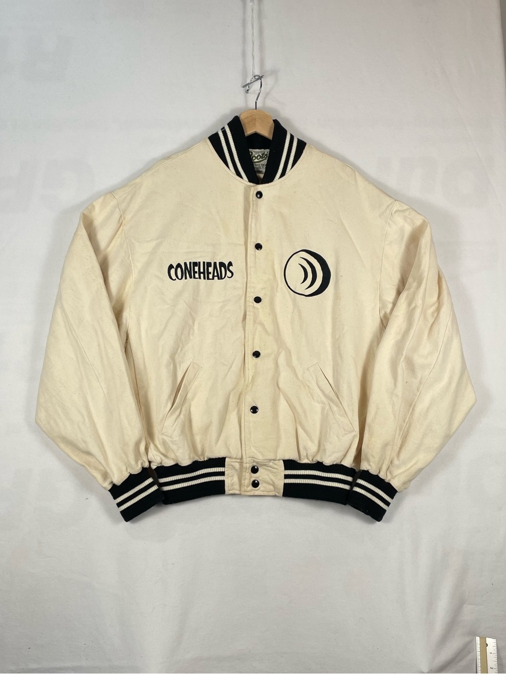 Vtg Coneheads We Come From France Movie Memorabilia Cast Jacket ROOTS Sz L/XL